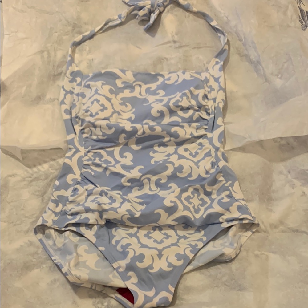 Tommy Bahama Blue and White One Piece Swimsuit